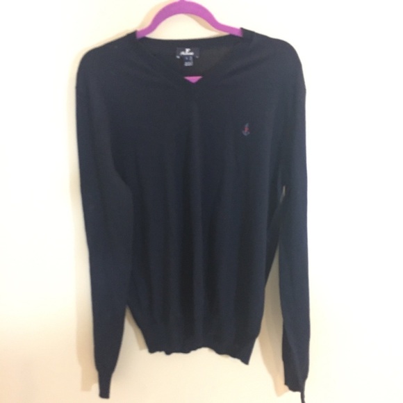 Facconable Sweater Sz L Black 100% Wool - Picture 2 of 7